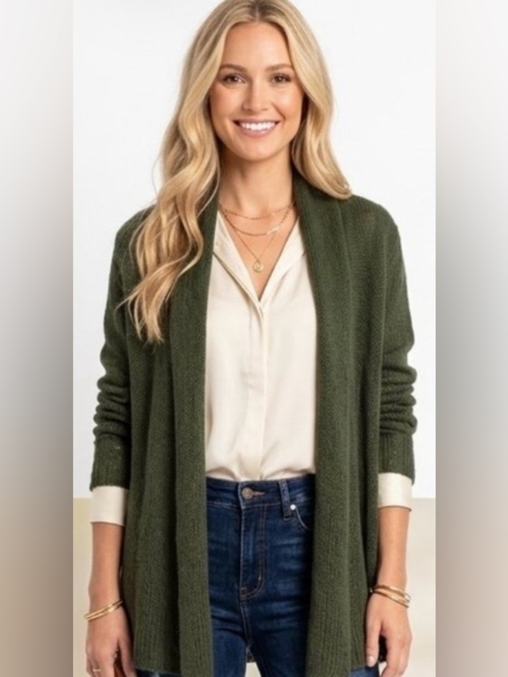 Wooden Ships Olive Green Women's Cardigan Lightweight All Seasons Retail $158